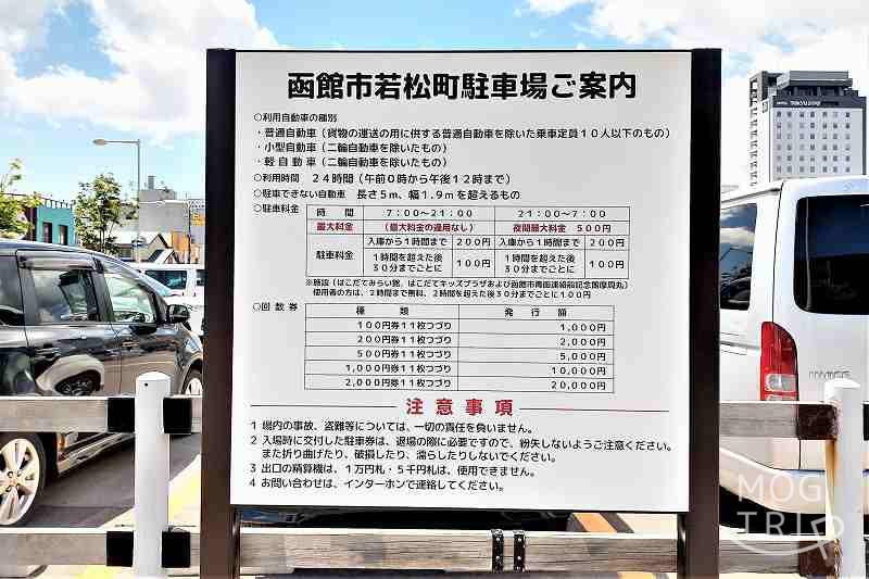 「函館朝市」若松町駐車場案内看板