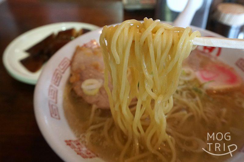 函館「新函館ラーメン マメさん」元祖マメさんラーメンしお 麺